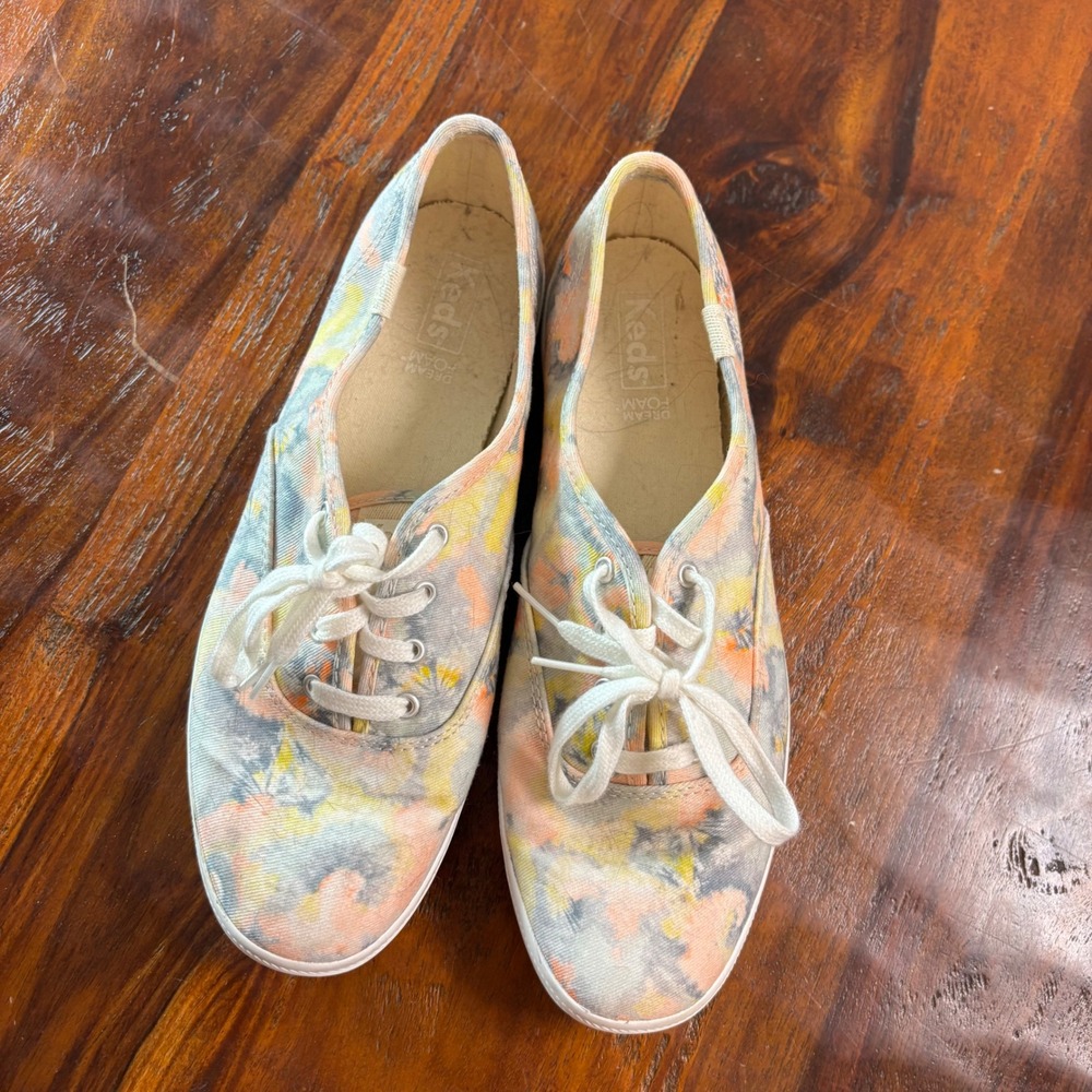 Keds Champion Womens 8 Tie Dye Canvas Low Top Sneakers Dream Foam WF59925